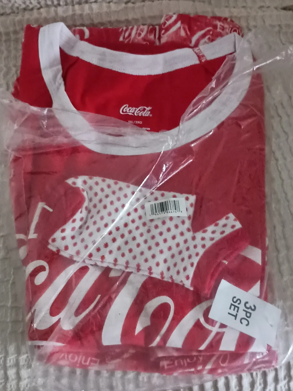 Coca Cola Red and White Women’s Three-Piece Pajama Set